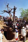 People waits for procession comming. Lalibela. North, Ethiopia.