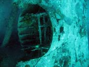 Diving around Biak islands, Catalina wreck dive site. Indonesia.