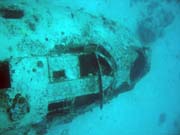 Diving around Biak islands, Catalina wreck dive site. Indonesia.