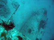 Diving around Biak islands, Catalina wreck dive site. Indonesia.