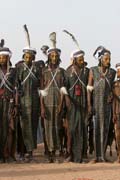Men from nomadic Wodaab tribe (also called Bororo) are performing their beauty dance called Yaake. Cure Sale (Salt cure) festival at In-Gall town. Niger.