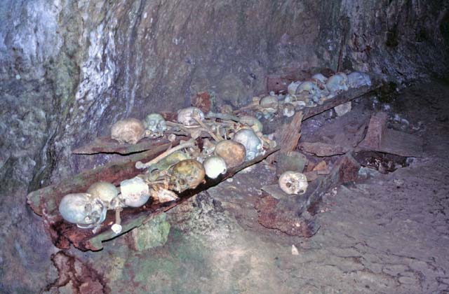 Old graves at cave. Tana Toraja area. Sulawesi,  Indonesia.