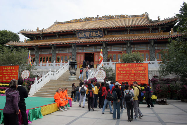 Po Lin Buddhist monastery. Place where Tian Tan Buddha statue is found. Hong Kong.